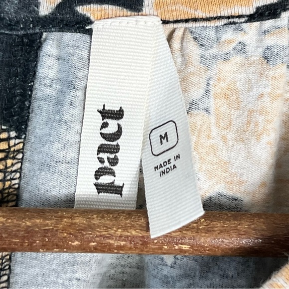 Pact Organic Cotton Size Medium Floral Grey Beige Wide Leg Sleeveless Jumpsuit - Picture 10 of 12